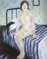 Edith Collier, "Girl sitting on a bed" 1917-18, Sgt Gallery, Wanganui