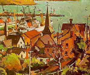 Evelyn Page: "Lyttelton Harbour" 1945, Dunedin Public Art Gallery